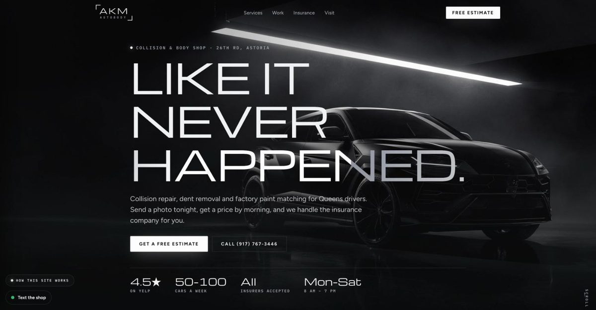 AKM Auto Body website